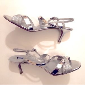 Fiona silver, buckle straps, heels